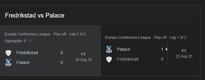 crystal palace vs fredrikstad